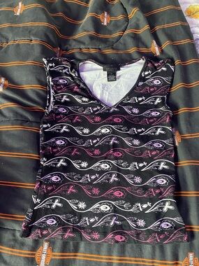 The Limited Black Tank with Pink & Purple Floral Wave Pattern